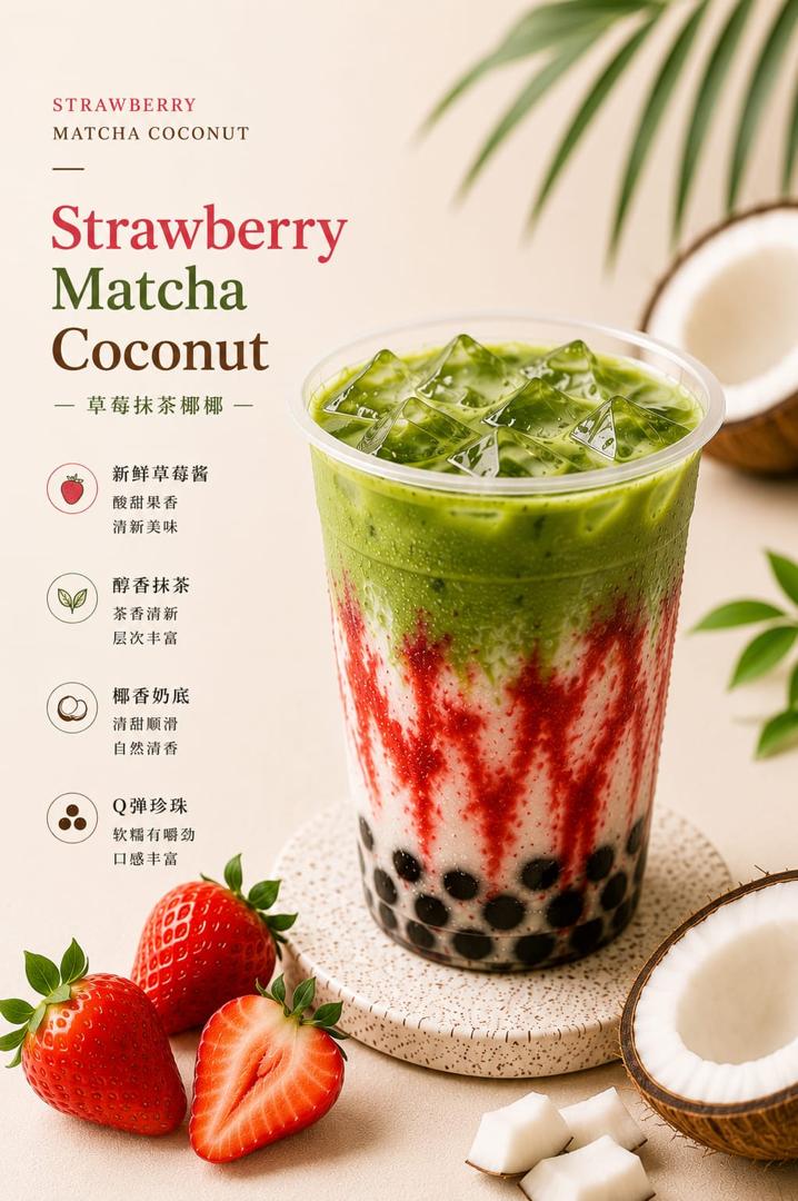 Strawberry Matcha Coconut